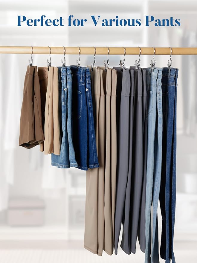 Legging Organizer for Closet, Yoga Pants Hangers 40 Pack Hanging Clips Coated Clips for Leggings, Hanger Space Saving Closet Organizers and Storage for Skirt, Shorts, Hats, Towel, Boot, Jeans