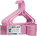 NEATERIZE Ultra Heavy Duty Plastic Clothes Hangers - Pink - Durable Coat, Suit and Clothes Hanger. Perchas De Ropa (12 Pack - Pink)