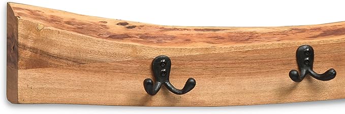 Alaterre Furniture Alpine Natural Live Edge Wood Coat Rack – 36 Inch Solid Wood Wall-Mounted Coat Hook with 4 Double Hooks – Modern Farmhouse Storage Organization for Entryway, Hallway, or Mudroom