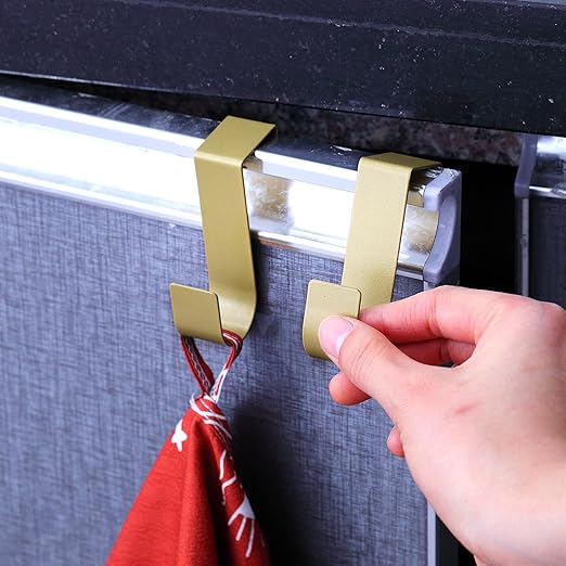 Hotop 12 Pcs Over The Cabinet Drawer Door Hooks 1.12 Inch for Hanger in The Cabinet Decoration Hooks Sturdy Metal Z Shaped Hanger Peg for Bathroom Clothes Towel(Gold)