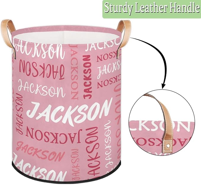 Custom Name Large Laundry-Basket for Kids-Boys-Girls, Personalized Foldable Waterproof Laundry Hamper Dirty Clothes Toys Storage Bin with Handles,Pink 3