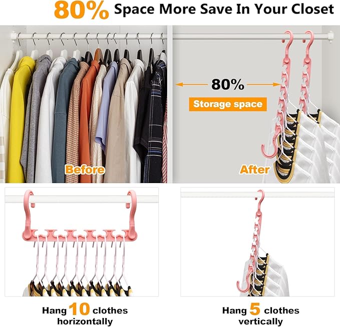 12-Pack-Closet-Organizers-and-Storage,Clothes-Organizer-Hangers for Heavy Clothes Sturdy Home Closet Organization and Storage,College-Dorm-Room-Essentials for Girls,Cloth-Storages-Space-Saving-Hangers
