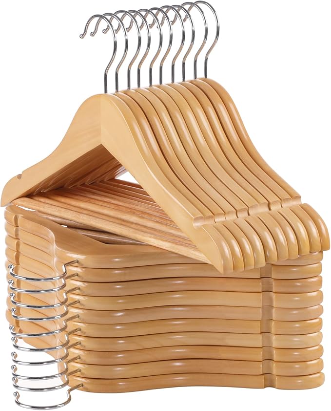 ELONG HOME Baby Hangers, 20 Pack Natural Wooden Kids Hangers for Closet, Premium Children's Clothes Hangers with 360° Swivel Hook