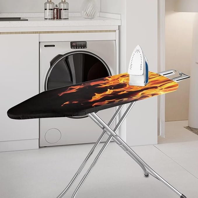 SEANATIVE Flame Print Flower Ironing Board Cover 15 x 54 inch, Elastic Edge Scorch Resistant Ironing Board Cover and Pad Protective Cloth