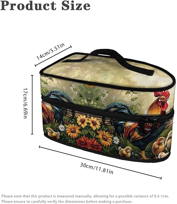 Rooster Iron Case Storage Fits Traveling Outing,Sunflower Waterproof & Dustproof Iron Storage Holder Zippered Steam Iron Carrying Case Universal for Most Iron