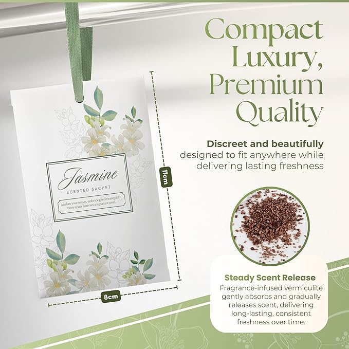 15 Pack Sachets for Drawers and Closets, Scented Sachets for Drawers, Closet Freshener Sachet for Drawers to Refresh Any Space, Sachet Bags, Scented Drawer Fresheners for Dresser, Jasmine