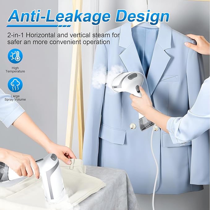 Steamer for Clothes, Portable Clothes Steamer for Fabric Wrinkles Remover, 2000W Handheld Steamer with 280ml Tank, 20-Second Fast Heat-up, Convenient Clothes Steamer for Home, Office and Travel