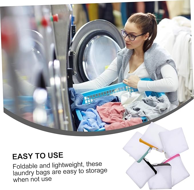 6-Pack Mesh Laundry Bags with Zipper for Washing Machine Travel & Delicate Clothing Organizer Foldable Lightweight Mesh Wash Bags for Bras Underwear