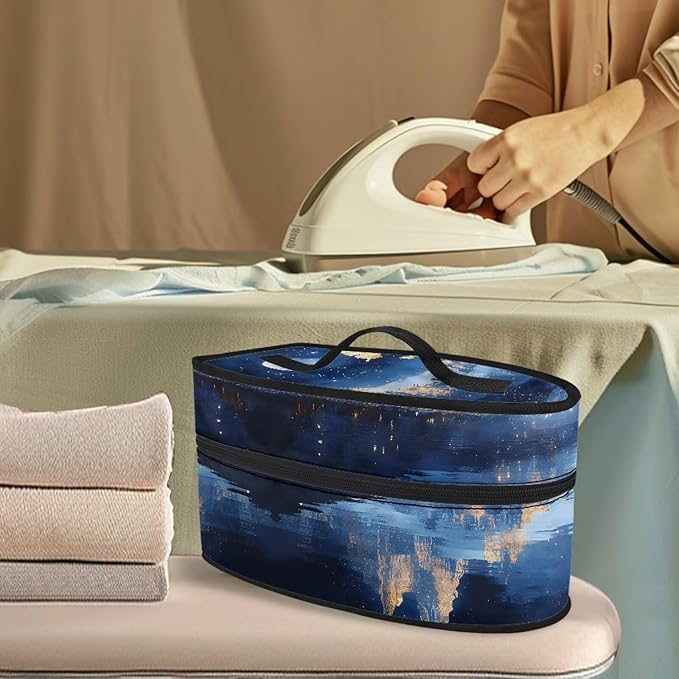 Lake and Moon Iron Organizer Carrier Bag,Butterfly Dustproof Mini Iron Storage Case Protective Carrying Bag Foldable Portable Carrying Storage Bags with Handle