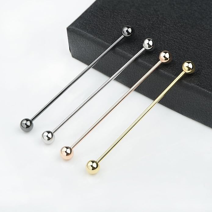 Classic 4-Piece Set Solid Brass Collar Bar for Men Multi-Style Metal Anti-Curl Shirt Collar Stays Tie Pins