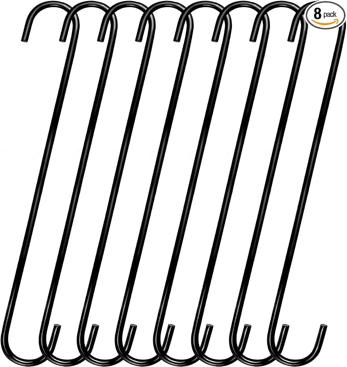 8 Pack 14 Inch Extra Large S Hooks -Heavy Duty Long S Hooks for Hanging Plant,S Hook for Tree Branch,Bird Feeder,Pots and Pans Closet Garden Pergola Indoor Outdoor X-Large