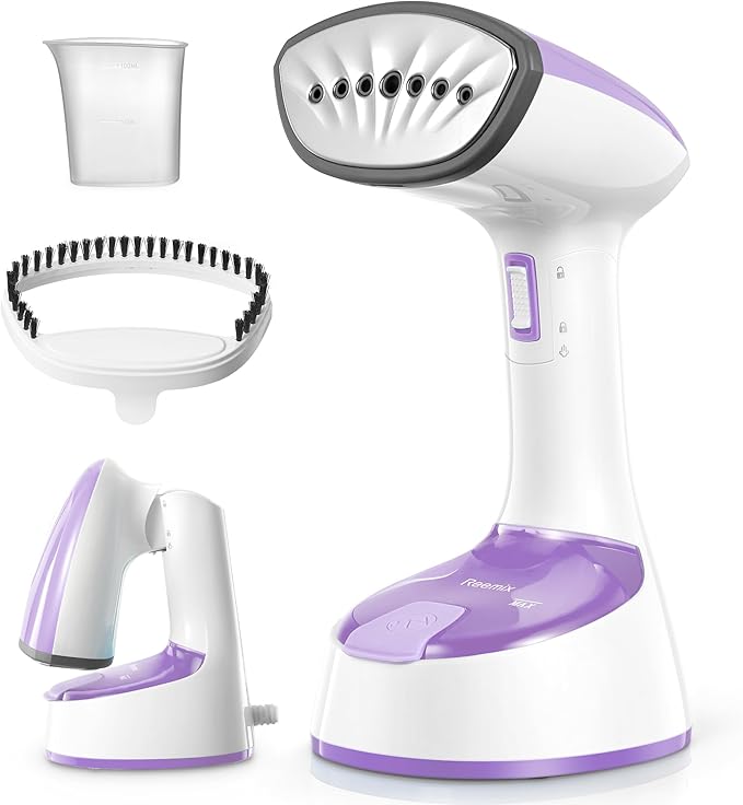 Steamer for Clothes, Folding Handheld Design Garment Wrinkles Remover, 20g/min Strong Penetrating Steam, 25-Sec Fast Heat-up, for Home, Office and Travel (Pink)