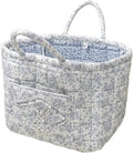 Floral Fabric Storage Basket Car Interior Storage Basket Underwear Sundries Laundry Baskets Supplies Home Organizer Bag (Blue)