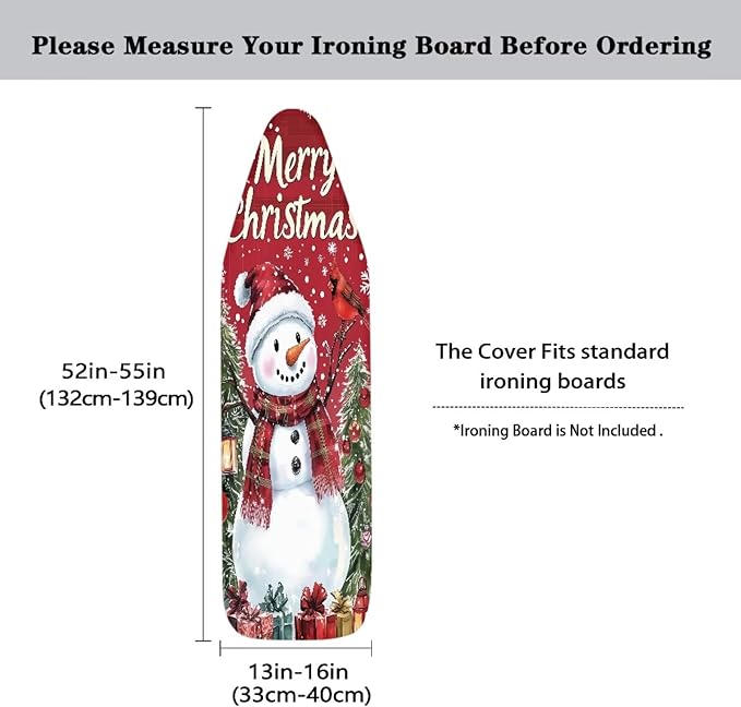 Christmas Snowmen Ironing Board Replacement Cover for Extra Wide 15 x 54 Ironing Boards Reflects Heat and Stain Resistant Ironing Board Cover Christmas Decor