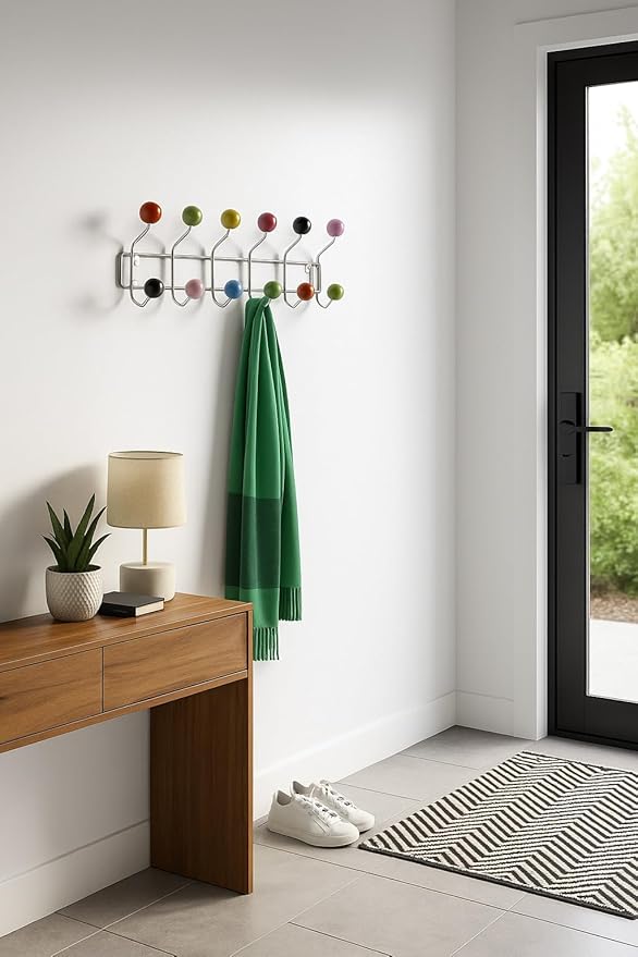 ASPECT Deluxe Wall-Mounted Coat Hanger-12 Hooks, Chrome/Multi, 55x6x12cm, CR03MULTI