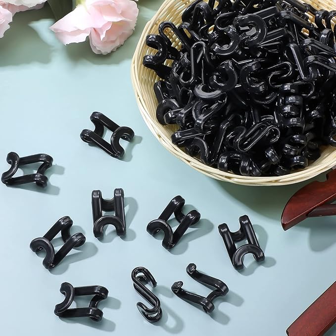 Unittype 100 Pcs Black Plastic Heavy Duty Clothes Hanger Connector Hooks, Space Saving, Cascading
