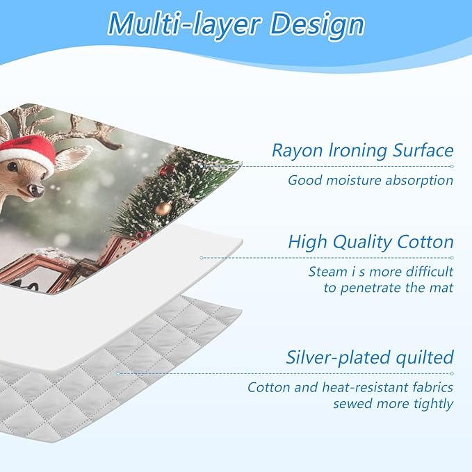 Ironing Mat Pad for Table Portable Travel Iron Blanket Ironing Board Covers Pressing Mat Heat Press Pads 27.6x47.2 Inches Christmas Tree Elk Truck57