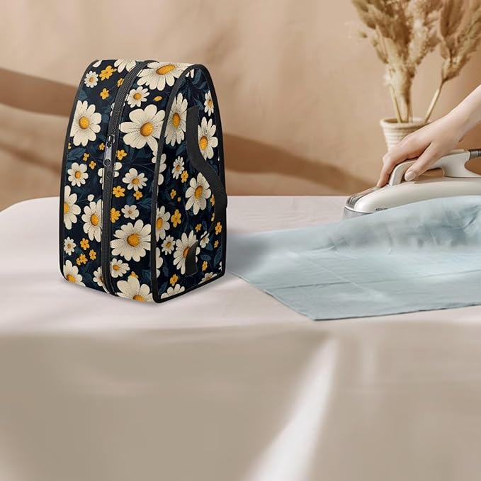 Daisy Flower Print Steam Iron Case Portable Travel Steamer Carrier Bag with Handle Handheld Iron Storage Case Iron Accessories, Case Only