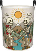 Skeleton Mountain Design Laundry Basket, Foldable Oxford Cloth Funny Tote Bag Laundry Hamper Clothes Storage Bucket Organizer, For Bathroom/Laundry Storage/Bedroom 19.6x15.7 Inch