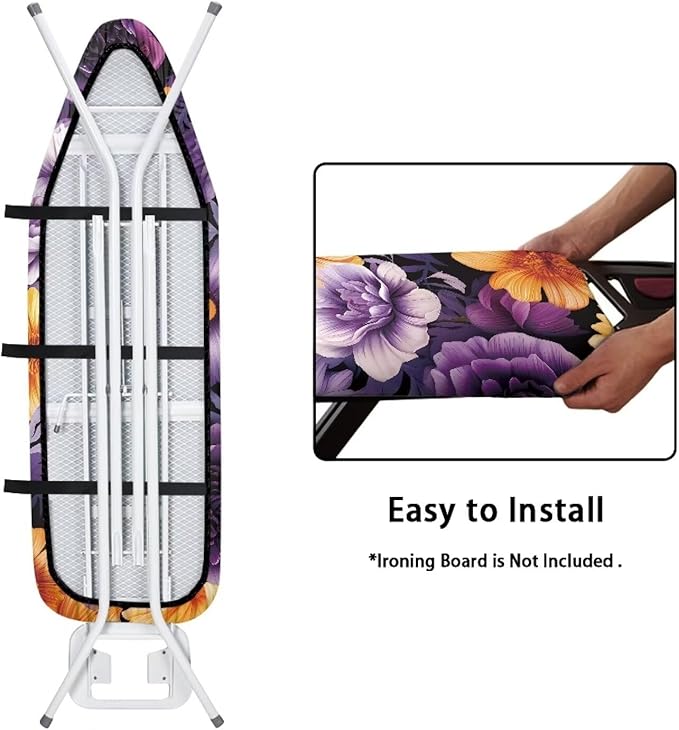 Ironing Board Cover Standard Size Stain Resistant Ironing Accessories Home Decor Durable Extra Wide Ironing Cover for Table-Colorful Flowers