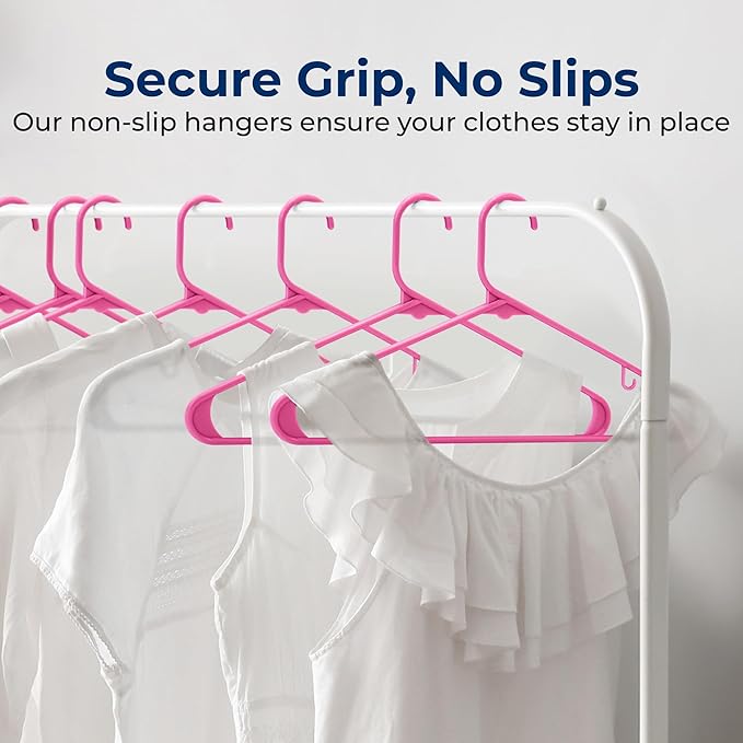 SereneLife 50 Pack Plastic Hangers, Non-Slip, Space-Saving Closet Organizers, Durable and Strong for Shirts, Sweaters, Hoodies, Kids Clothes & Dresses, Ultra-Thin, Lightweight