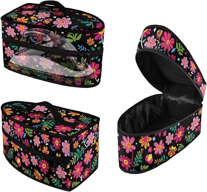 Abstract Daisy Flower Print Steam Iron Case Steamer Storage Bag Portable Travel Iron Carrier Bag with Handle Lightweight Iron Accessories, Case Only