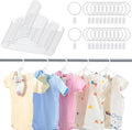 Hsei 30 Packs Nursery Baby Hangers with Ring Clips, Toddler Hangers, Kids Plastic Clothes Hanger for Infant Children Pants Closet Coat Skirts Socks(White)