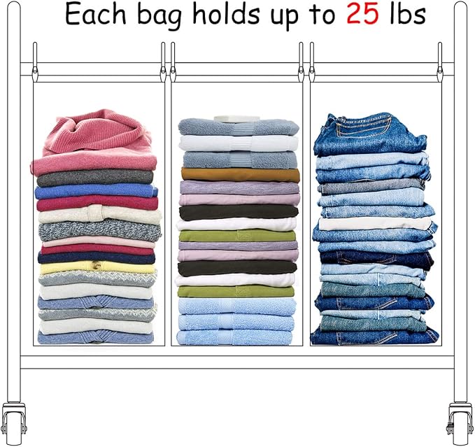 Laundry Sorter 4 Section, 4-Bag Heavy Duty Rolling Laundry Hamper Cart, Laundry Basket Organizer With Wheels and Removable Bags, Laundry Room Organization For Dirty Clothes Storage, BLUE