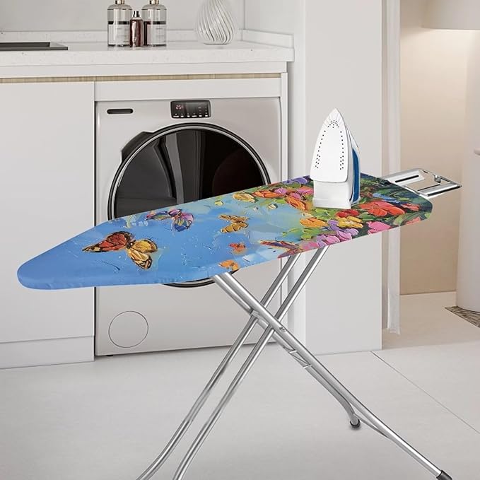 Oil Painting Floral Ironing Board Cover and Pad, Heat Reflective and Stain Resistant, 15x54 Thick Heavy Duty Butterfly Iron Board Replacement Cover