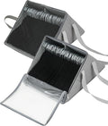 Qozary 2 Pack Upright Clothes Hanger Organizer Bag for Tangle-Free - Dual Compartments Hanger Storage Containers with Clear Cover for Closet Laundry Room, Foldable Organizer with Carry Handle