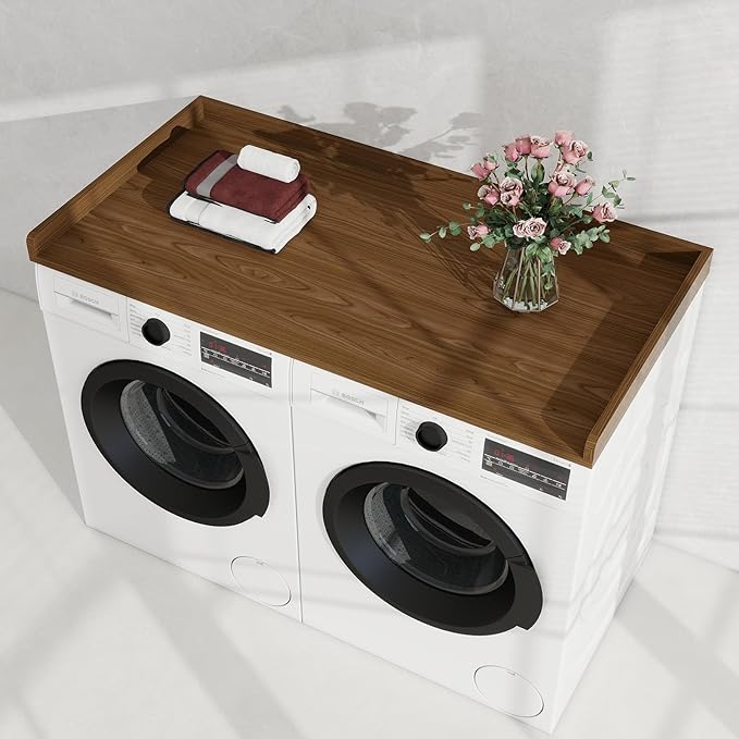 Washer Dryer Countertop, 54" Width * 27.4” Depth Washer and Dryer Covers for The Top for Laundry Room Organization, Washer and Dryer Countertop Shelves, Walnut