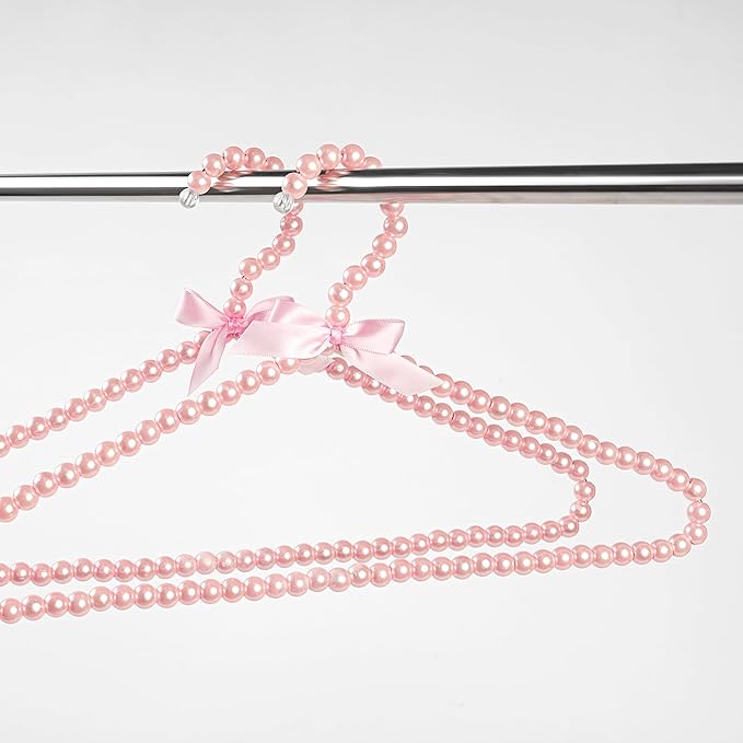 Concepts Premium Heavy Duty Pearl Hangers with Ribbon Trim for Wedding and Engagement Gowns - Slim Design Also Can Be Used for Suits and Shirts (Black/White 8 Pack)