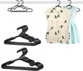 60 Pack Black Baby Hangers 11.42 Inch & 12.91 Inch Each 30 Pack - Kids Non-Slip Clothes Hangers for Infant & Child, Durable Plastic Children's Hangers for Closet, Pants, Coats, Skirts
