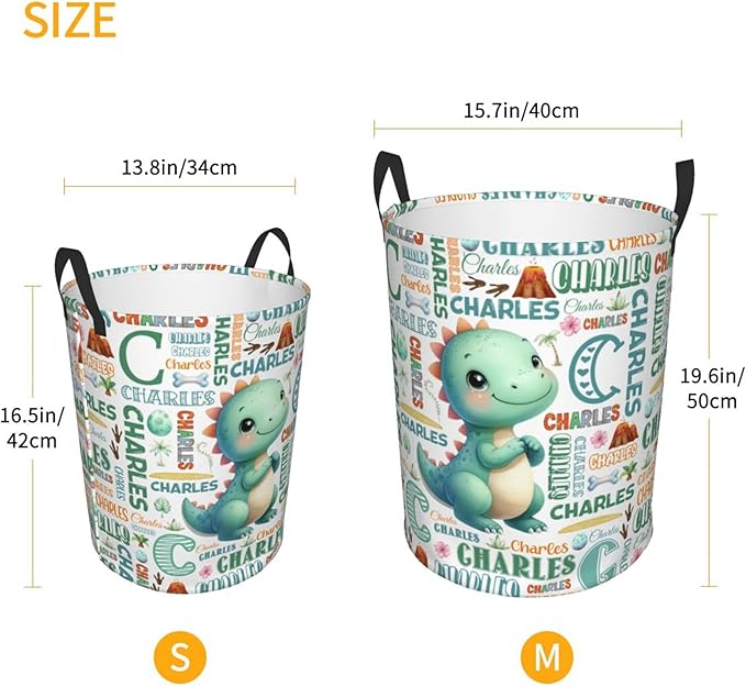 Personalized Dinosaur Laundry Basket For Baby Kids Boys Girls Adult Custom Hamper Basket With Name For Bathroom Bedrooms Collapsible Baby Laundry Basket, Dirty Clothes Hamper With Handles
