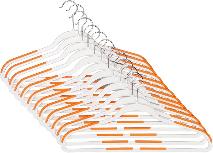 Ultra Slim Plastic Clothes Hangers with Rubberized Non-Slip Grip Accents – 12 Pack
