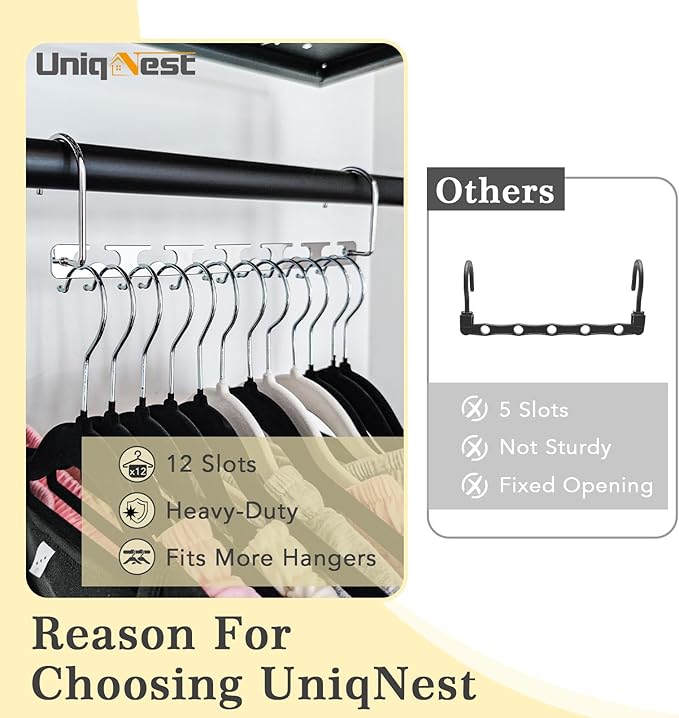 Space Saving Hangers - 20 Pack Metal Magic Closet Organizer, Stainless Steel Hanging System for College Dorm Room Essentials