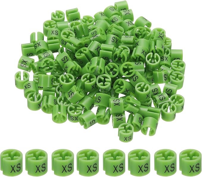 PATIKIL 300 Pcs Clothes Hanger Markers XS Fit Rod Garment Size Tag Hanger Clips Round Color Coding Label for Clothing, Light Green