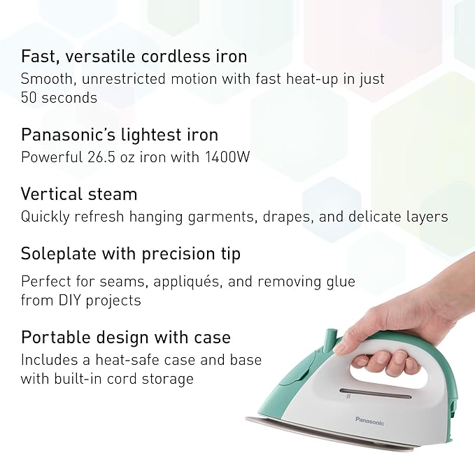 Panasonic Cordless Steam Iron, Compact, Light, with Charging Station NI-QL300G