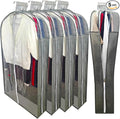 Suit Bags for Closet Storage with 6.3" Gusset, 40" Dust Proof Garment Bags for Hanging Clothes, Clear Suits Covers and Side Zipper Protector for Jacket, Coat, Sweater, Shirts, Clothing Grey/5 Packs