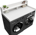 Washer Dryer Countertop, 54" x 27.55" 2-Tier Washer Dryer Topper with Edge, for Laundry Room Organization Whisper White