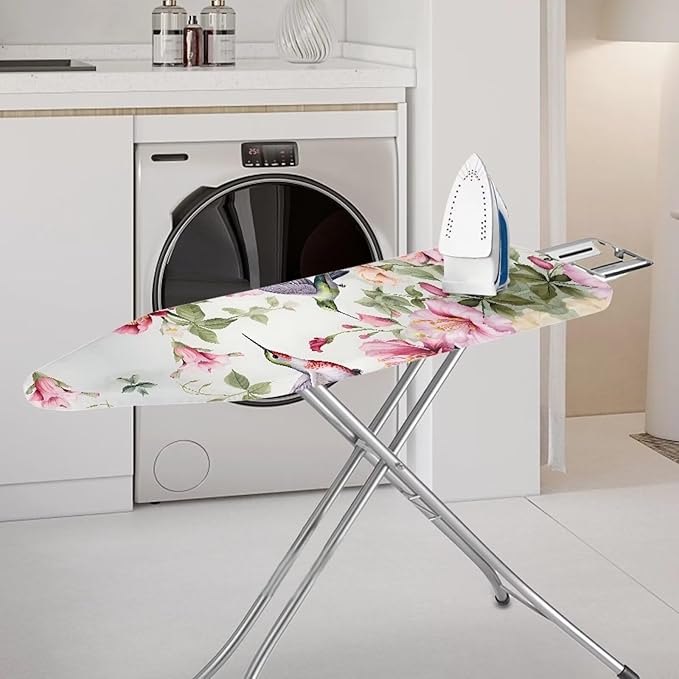 Hummingbird Floral Ironing Board Cover Standard Size 15x54, Thick Padding Elastic Edge Resist Scorching and Staining Heavy Duty Padded Iron Board Covers