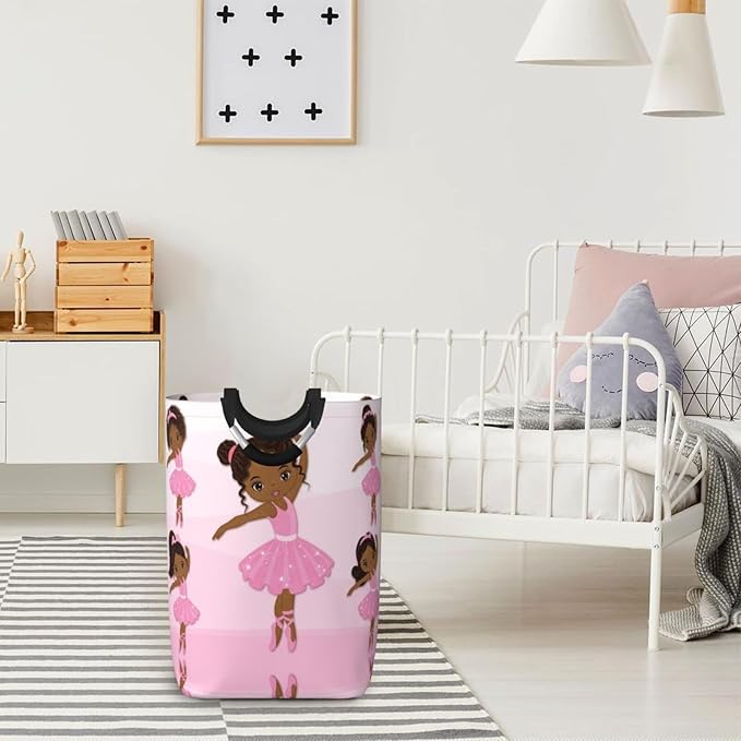 Cute African American Black Girl Laundry Hamper Storage Basket Toys Clothes Organizer Bin For Home Bathroom Bedroom Dorm Nursery, 52l
