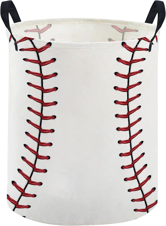 ESSME Kids Laundry Basket,Baseball Hamper Collapsible Canvas Waterproof Storage Bin for Boys, Cute Hamper,Gift Baskets(Baseball)