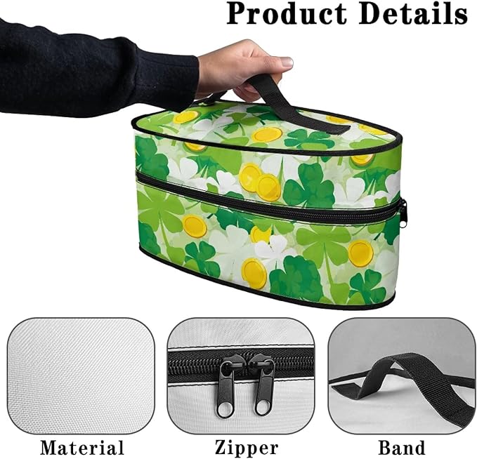 Shamrock Coin Iron Portable Storage Bag for Travel Fade Resistant Protective Carrying Compatible with Full-size Irons with Handle Zippered Bag,Case Only