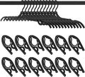 12 PCS Travel Hangers,Portable Folding Clothes Hangers,Black Foldable Hangers Lightweight Travel Accessories,Non-Slip Folding Hangers for Clothes,Foldable Clothes Drying Rack for Travel and Home