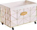 Mxfurhawa Laundry Hamper, 65L Collapsible Laundry Basket Large Capacity Metal Laundry Hamper with Removable Liner, Rolling Wheels and Collapsible Design for Storage and Organization (65L Rectangular)