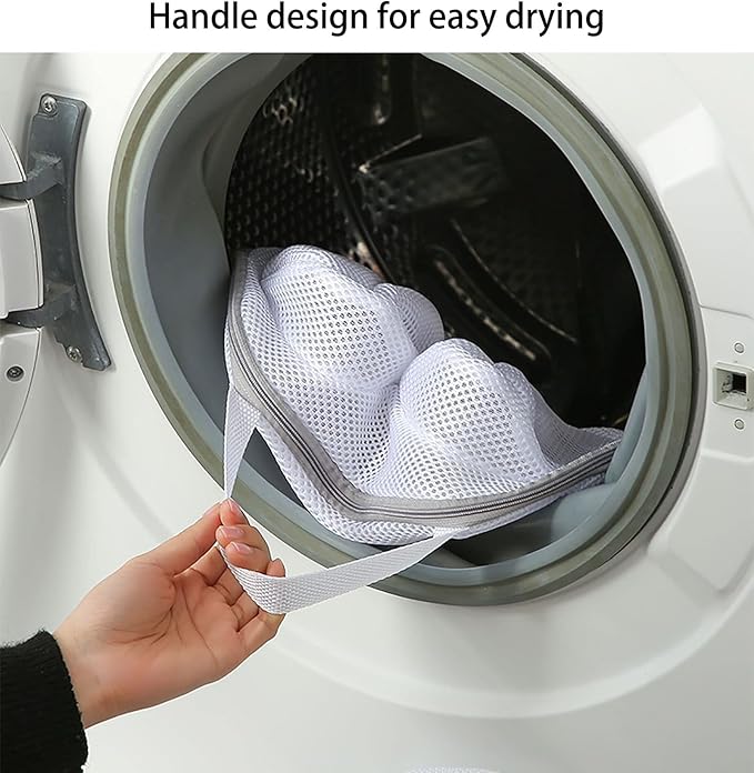 Bra Wash Bag Set of 2, Mesh Laundry Washing Bags with Premium Zipper for Bra, Foldable Mesh Lingerie Underware Wash Bags Protector for Washing Machine