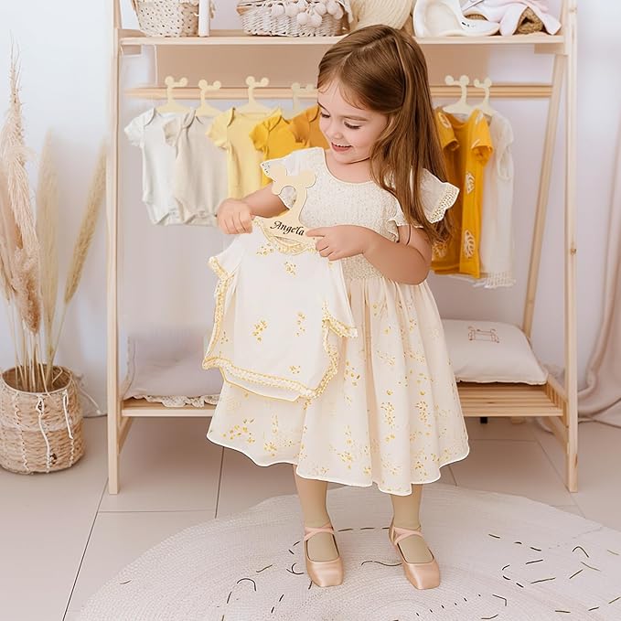 20 Pack Wooden Baby Hangers with Cute Mouse Ears for Newborns & Toddlers, 9 Inch Kids Hangers for Baby Shower, Nursery & Closet Storage