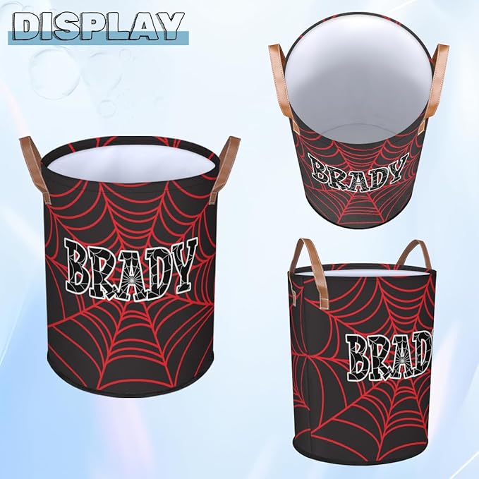 Spider Wed Personalized-Laundry-Hamper-Basket for Kids Custom Name Collapsible Storage Organizer Bin Dirty Clothes Toys Hamper for Boys Nursery in Laundry, Bedroom, Bathroom Wed-1