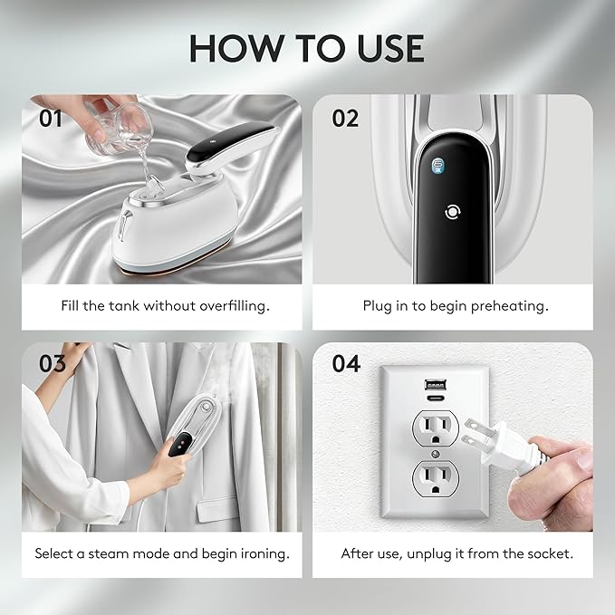 Travel Steamer for Clothes – 2026 Upgrade #1! 1300W Power 【160mL Tank & 10s Heat-Up】, 110-240V, 180° Rotating Handle, 6 Modes Ultra-Slim LCD Display – Perfect for Home & World Travel.